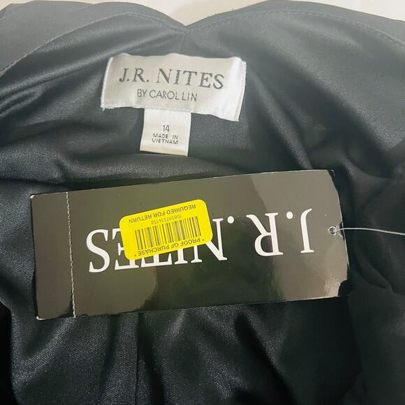 J. R Nites By Carol Lin Black Surplice Neck Dress Size 14 NWT - Picture 3 of 6